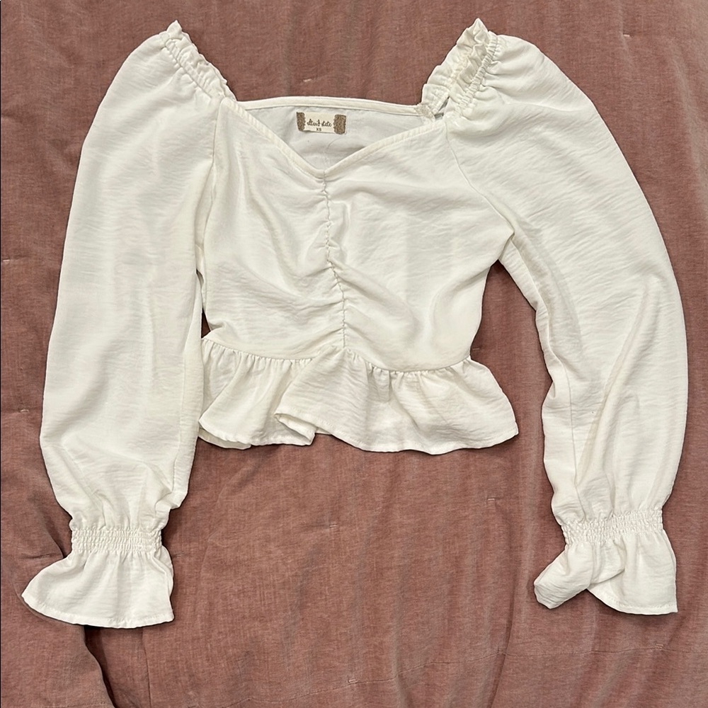 Altar’d State Women's White Ruffled Top